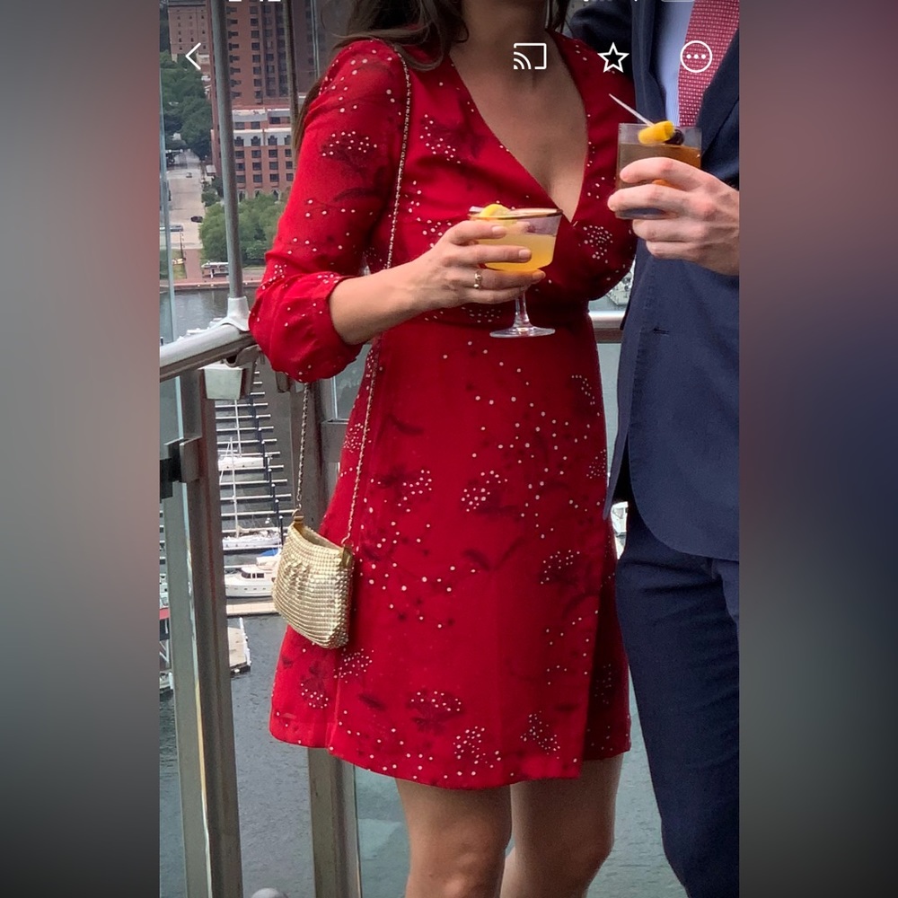 Festive red long sleeved Madewell dress